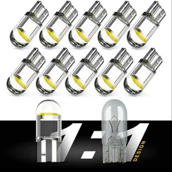 Super brilhante 2/10 pçs w5w 194 t10 led de vidro habitação cob lâmpada do carro 6000k branco verde azul vermelho cunha placa licença lâmpada dome luz