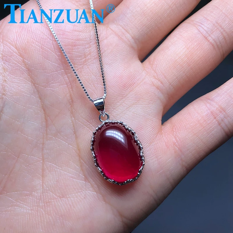 

oval shape cabohon red ruby main stone 925 silver Fashion 23ct 14*19mm oval shape Artificial Jewelry for Pendant Necklace