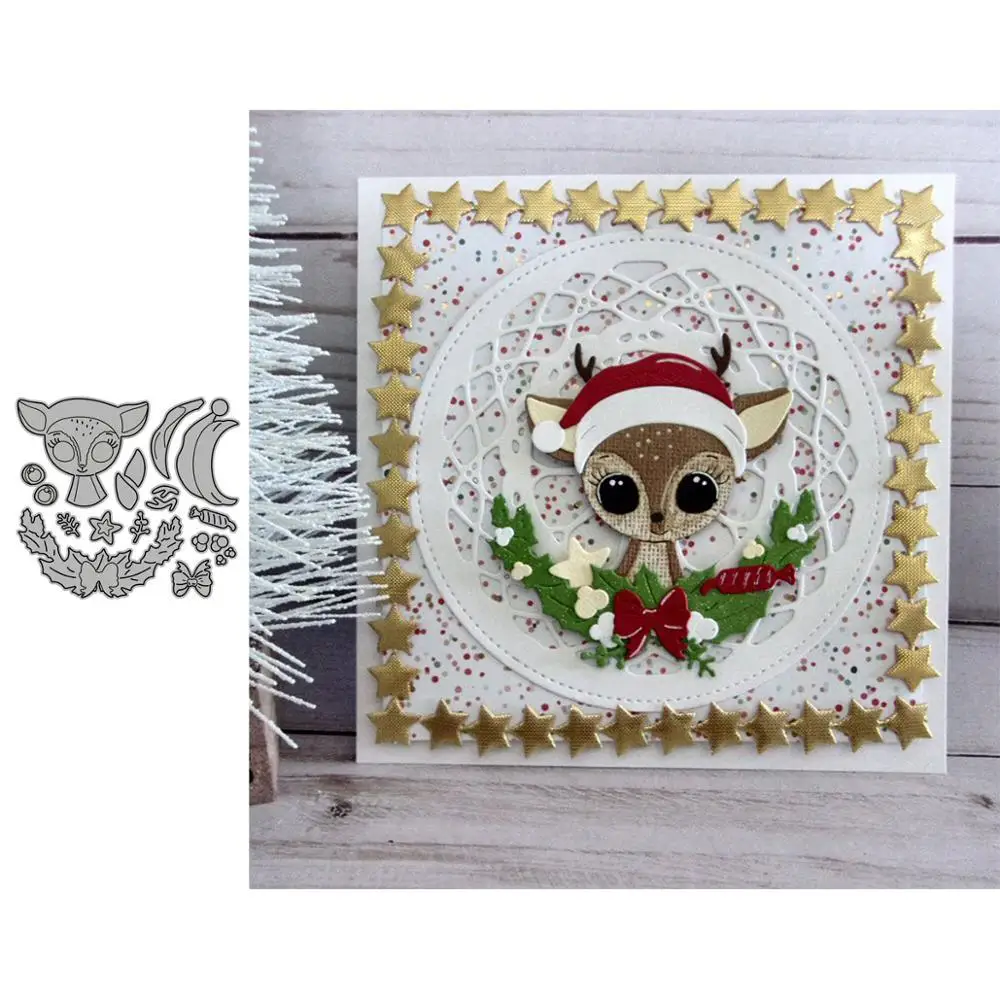 Рождество олень венок рамка Ремесло бумажные матрицы Вырезать Diy молд ручной