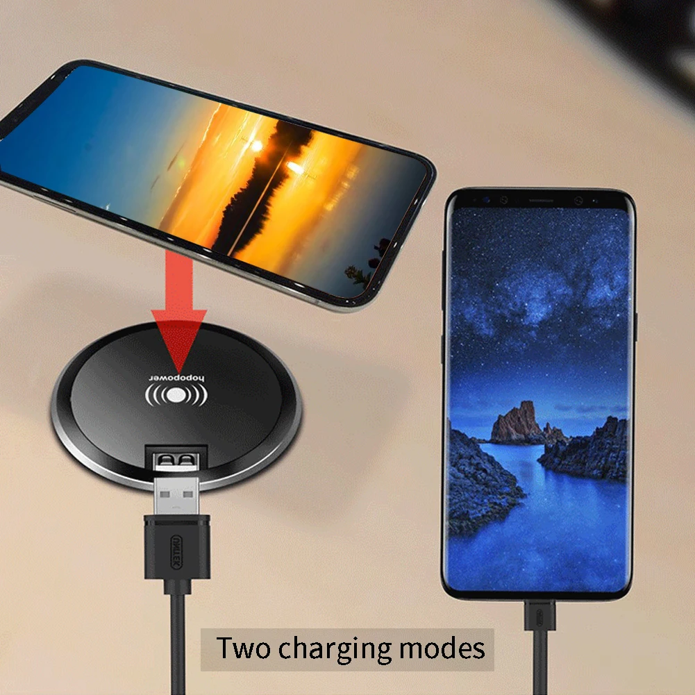 Мебель Быстрый Рабочий стол мобильные телефоны дома USB Встроенный стол круглый экономия места установлен беспроводной зарядное устройство пластиковый настольный офис