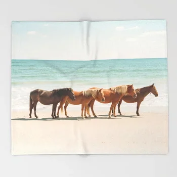 

Horses Blanket Cute Design Summer Beach Horses Fleece Blankets and Throw Blanket for Beds Christmas Decorations for Home
