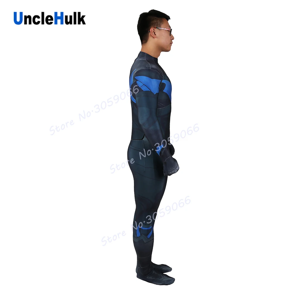 Костюм nightwing костюм черный и синий спандекс боди SH0808 | UncleHulk|Костюмы из фильмов ТВ|