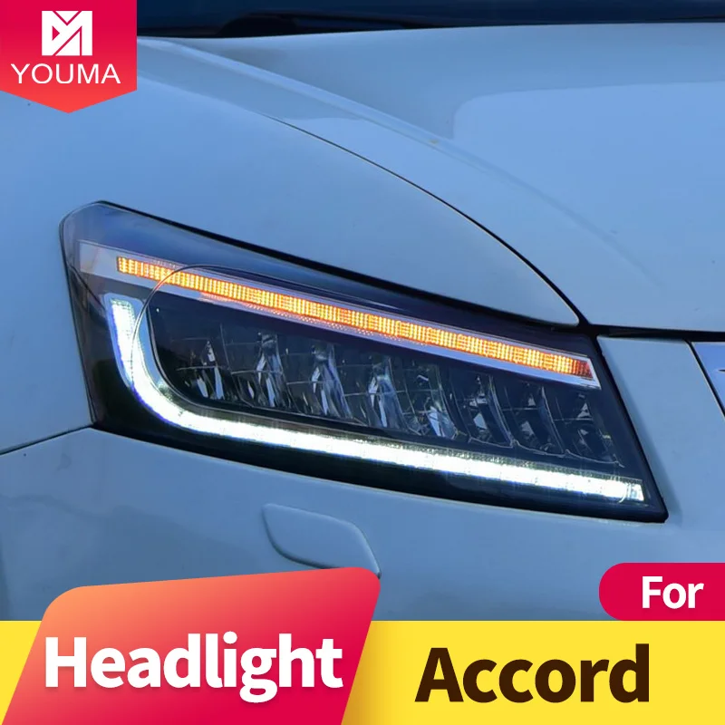 Передняя фара в сборе для Honda Accord 2008-2013 Светодиодный дневной ходовой огонь полный