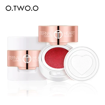 

O.TWO.O Waterproof Make Up Blush Long Lasting Air Cushion Seal Blush Cream Easy to Wear Heart Shape Shimmer Blusher Palette