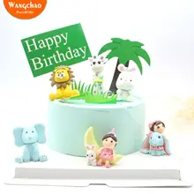 

Lion Giraffe Rabbit Elephant Animals Safari Party Cake Topper Polymer Clay Cute Cartoon Animals Cake Decoration Accessories