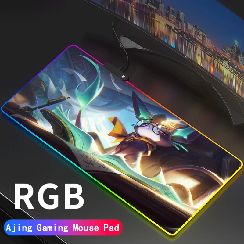 Цветная (RGB игровая Мышь Pad League of Legends большой светодиодный освещение пусковая