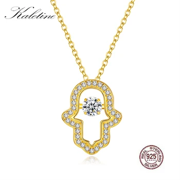 

Kaletine 925 Sterling Silver Crystal Evil Eye Hand Hamsa Pendant Necklace Womens Turkish Jewelry Hollow Out Clavicle Link Chain