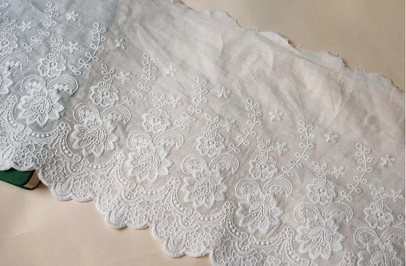 Lace Fabric 1 Yard Super Wide 100% Cotton Cloth Embroidered Lace Trim DIY Accessories Lace Fabric Width 22cm