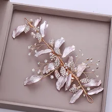 Bridal hair band new crystal leaf wedding dress tiara hairpin head jewelry