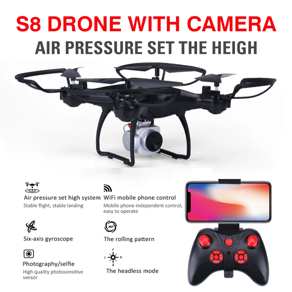 

S8 Mini Drone With Camera Rc Quadcopter Fpv Wifi Real-Time Transmission One Key Return/Landing/ Take Off Newest Drone Toys