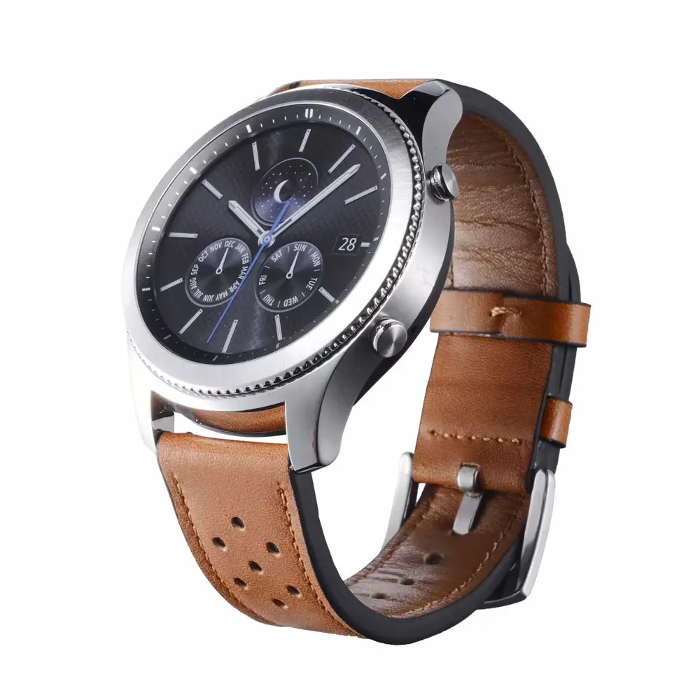 20 мм 22 мм кожаный браслет ремешок для samsung Galaxy Active 42/46 мм gear S2/S3 huawei Watch GT/2 Huami Amazfit Bip Ticwatch Band