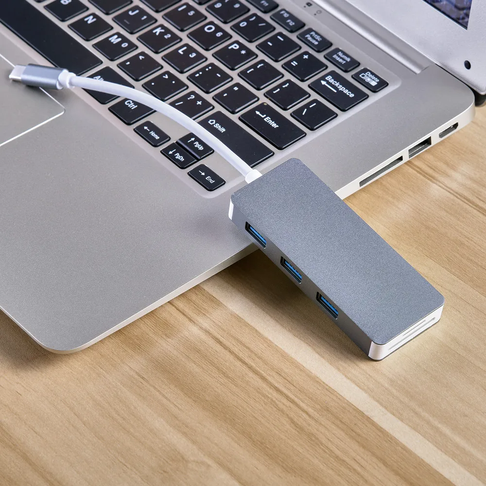 OMESHIN Алюминий сплав Тип C док-станция USB 3,0 3 Порты и SD/устройство для считывания с tf-карт Адаптер Hub SD TF USB 3,0X3 5 в 1 взаимный обмен данными между компьютером и периферийными устройствами высокого Скорость концентратор