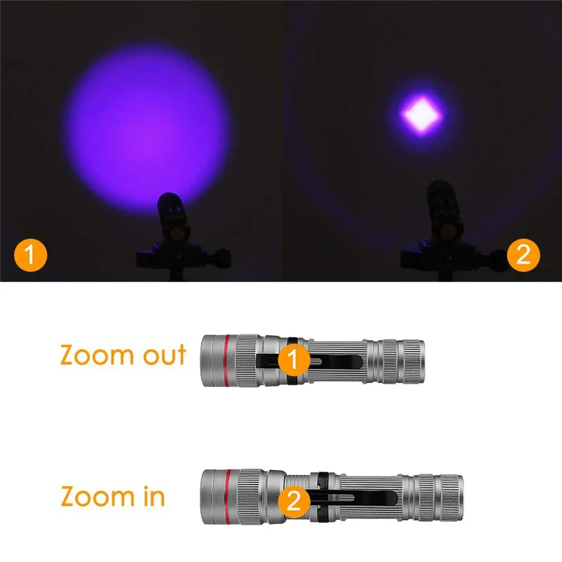 УФ-светильник с 3 режимами, портативный фонарь, светодиодный светильник-вспышка, Ультрафиолетовый маркер с невидимыми чернилами фонарь детектор светильник 1*1450/AA