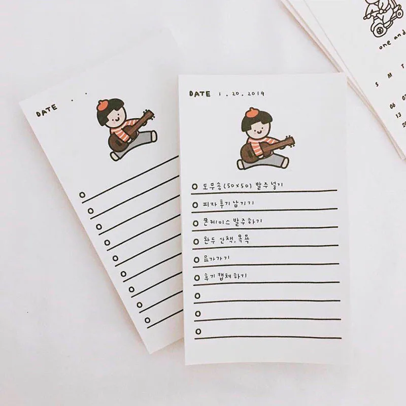 SIXONE 50 Sheets Ins Cartoon Kawaii Girl Note Paper Avocado Handbook Plan Book Memo Pad Portable Notebook Diary Stationery