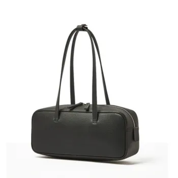 

Coated Cowhide Leather Bag Solid Color Pillow bag Women Large Capacity Armpit Bag 2020 New Arrival Retro Handbag