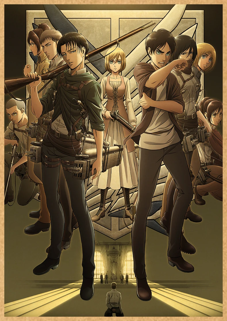Attack on Titan Anime Poster Decor For Home Posters Room Wall Pictur Kraft Paper Retro And Prints Art Bar Cafe Stickers