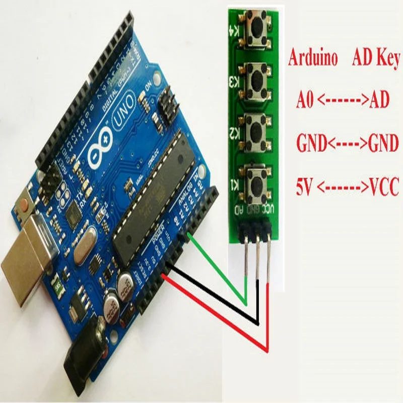 3,3 V 5V KC11B04 4 кнопки аналоговые AD клавиатура доска ADC порт клавиатура для Arduino UNO MEGA2560 DUE ARM AVR PIC