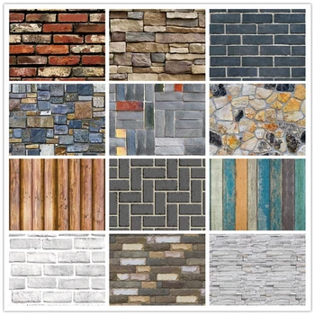 

45x100cm Home Decor 3D PVC Wood Grain Brick Stone wallpaper Rustic Effect Self-adhesive Sticker Room