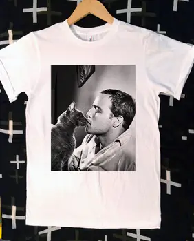 

Marlon Brando And Cat T Shirt 100 Cotton Short Sleeve Small To Extra Large