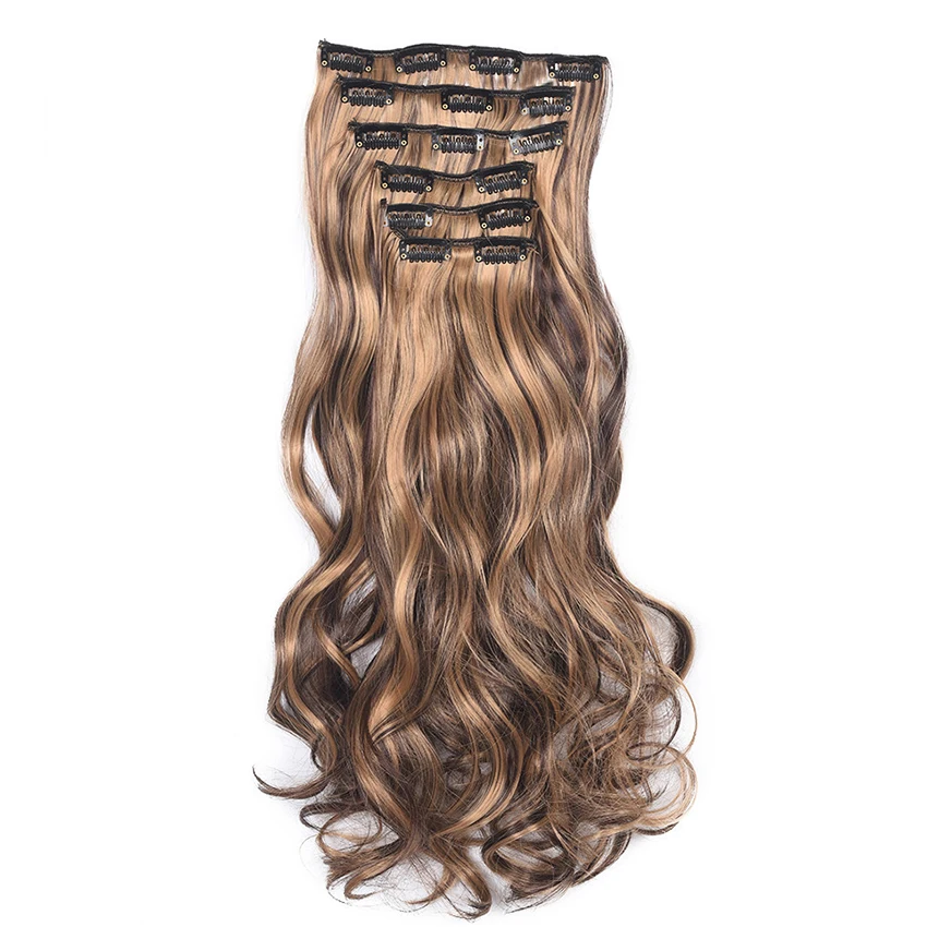 

Gres Women Synthetic Set Hair 6 Pcs/Set Hair on Clips Femme Natural Wave Extension Clip for Girls High Temperature Fiber
