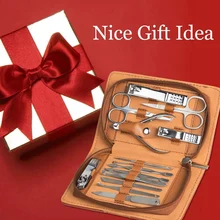 ABVP Набор для маникюра и педикюра Набор для груминга 14 шт. маникюрные ножницы из нержавеющей стали инструменты для ухода за кутикулой с портативный дорожный Чехол