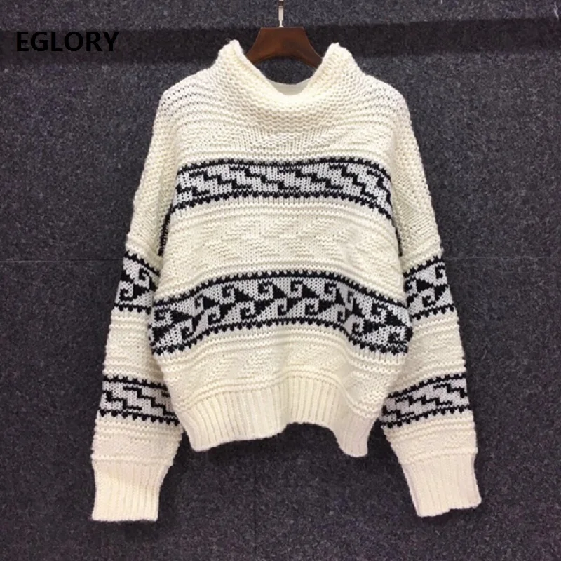 

Turtleneck Sweaters 2020 Autumn Winter Tops Women Vintage Patterns Knitting Long Sleeve Casual Cotton Sweaters Ladies Pullovers