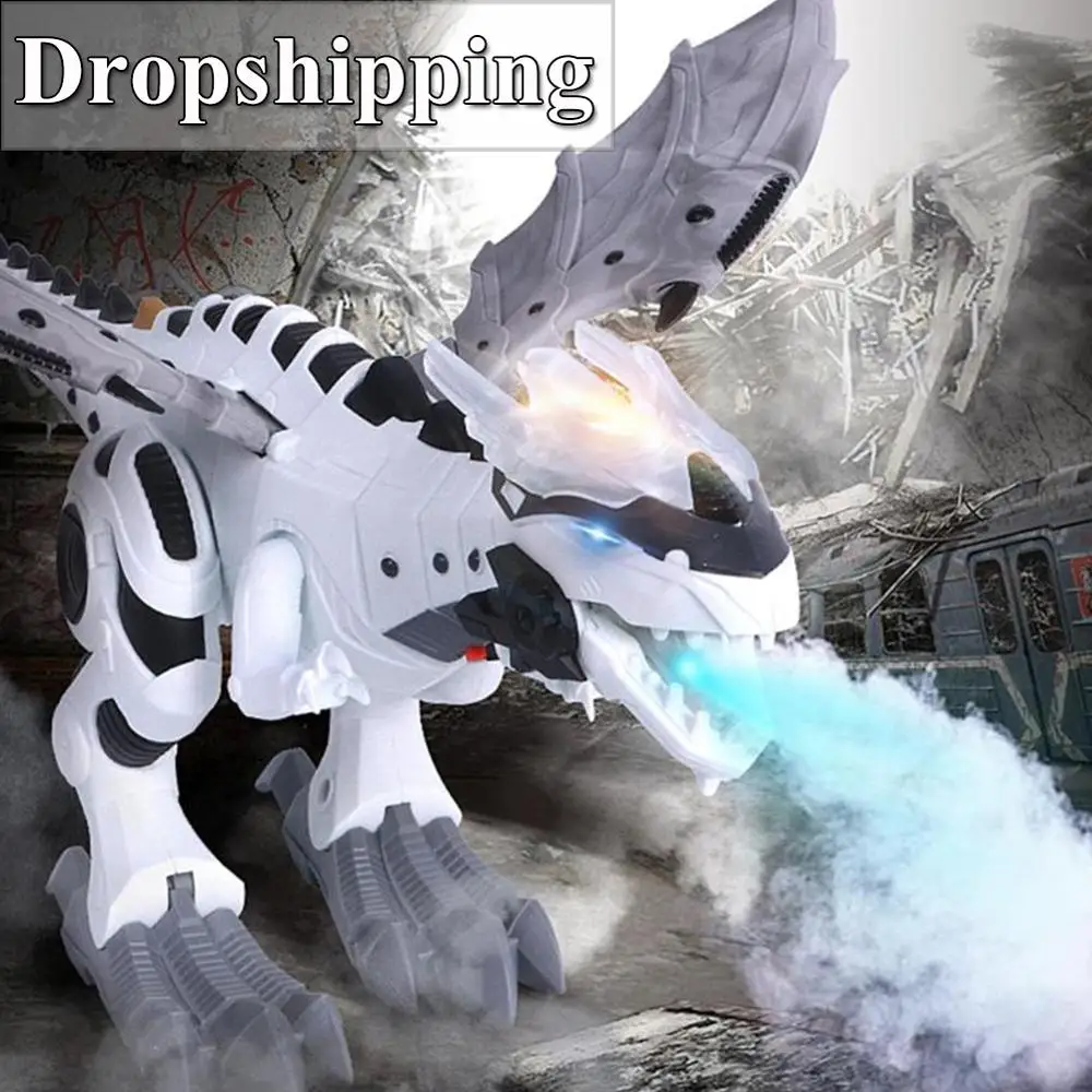 Electric Walking Machine Spray Dinosaur Model Kit Kids Swing Robot Toy Electronic Animal Model with Light Sound Robot Toys Gifts