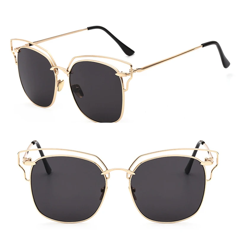 

2019 New CatEye Sunglasses Women Brand Designer Fashion Twin Beam Sunglasses Double-Deck Alloy Frame UV400 Ins hot SAN0