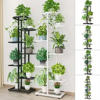 

4/5/6 Tier Iron Metal Plant Stand Flower Pot Rack Outdoor Display Shelf Holder Home Decor Indoor Balcony Flower Pot Storage Rack