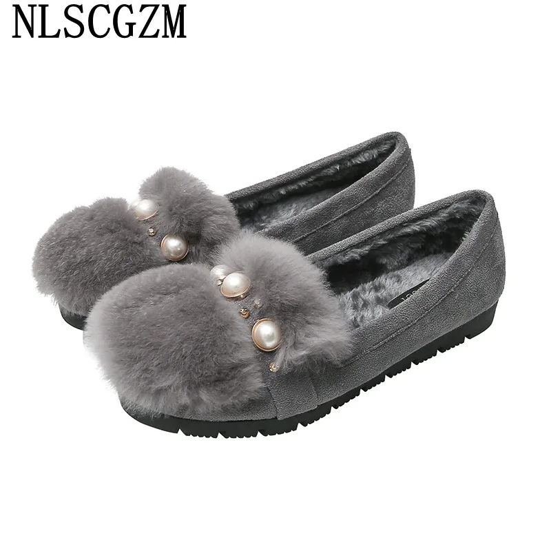 

Туфли женские без шнуровки, меховые лоферы, круглый носок, плоская подошва, модная обувь, Харадзюку, 2024