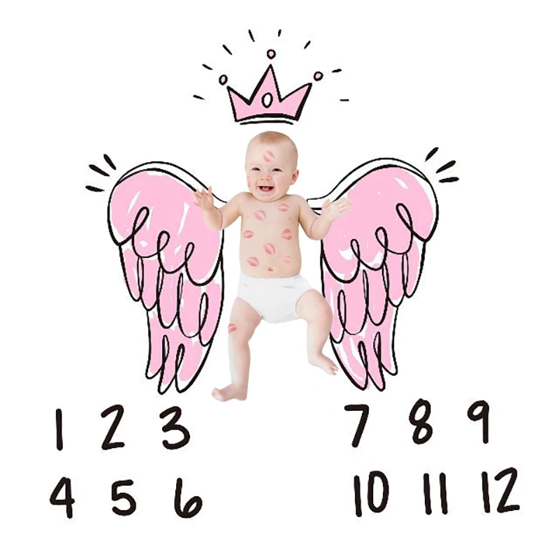 Mantas de fondo para bebé, bebé, ala de Ángel, meses, Fondo de foto, pañal, telón de fondo, calendario, accesorios para bebé, niño y niña