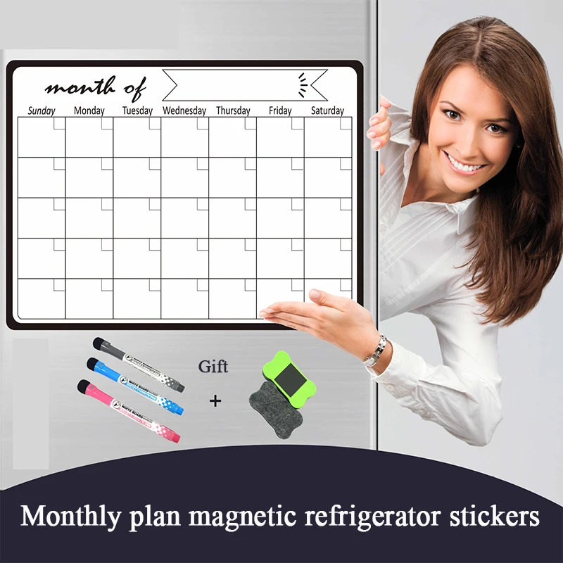A3 Monthly Planner Magnetic Whiteboard Fridge Magnet Drawing Message Boards Memo 