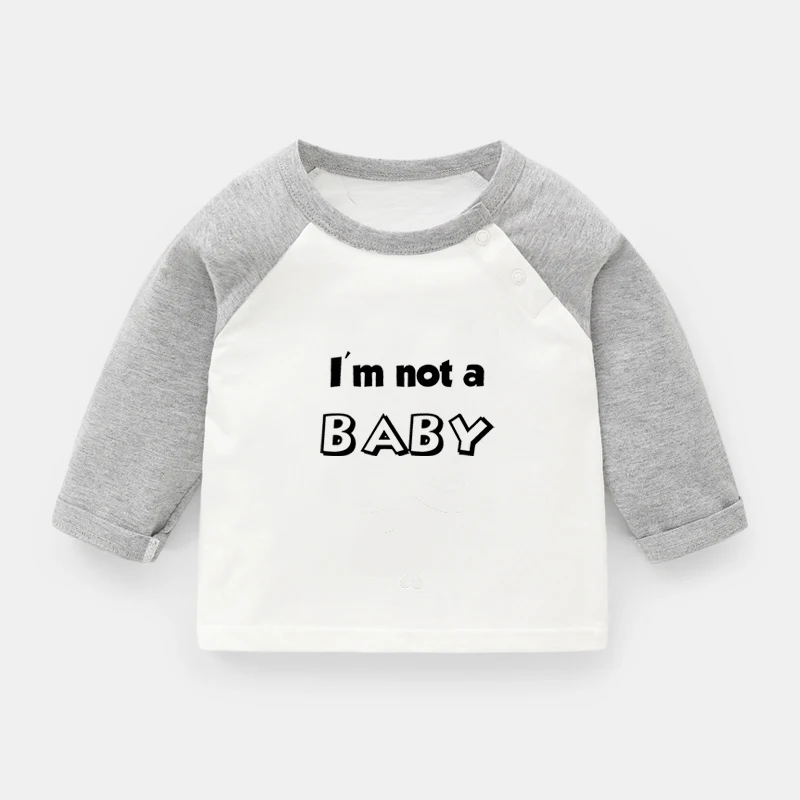 Милая футболка с принтом «I'm not a baby», футболки с длинными рукавами для малышей хлопковая детская футболка топы для девочек и мальчиков, подарок, Забавный рождественский подарок для детей