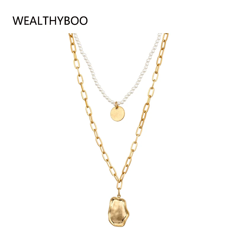 Vintage Multilayer Pearl Pendant Necklace for Women Stainless Steel Charm Choker Necklaces Boho Jewelry Christmas Gift - Image 5