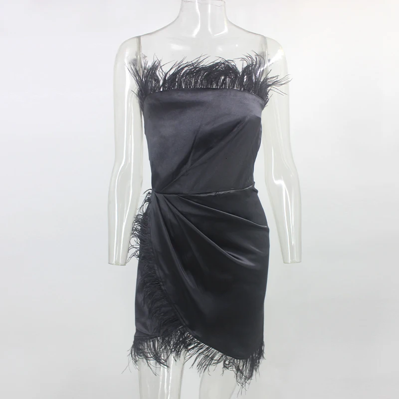 Yissang, Осеннее длинное платье с перьями, белое, с открытыми плечами, без рукавов, с высоким разрезом, с кисточками, вечерние, для клуба, женское, элегантное платье