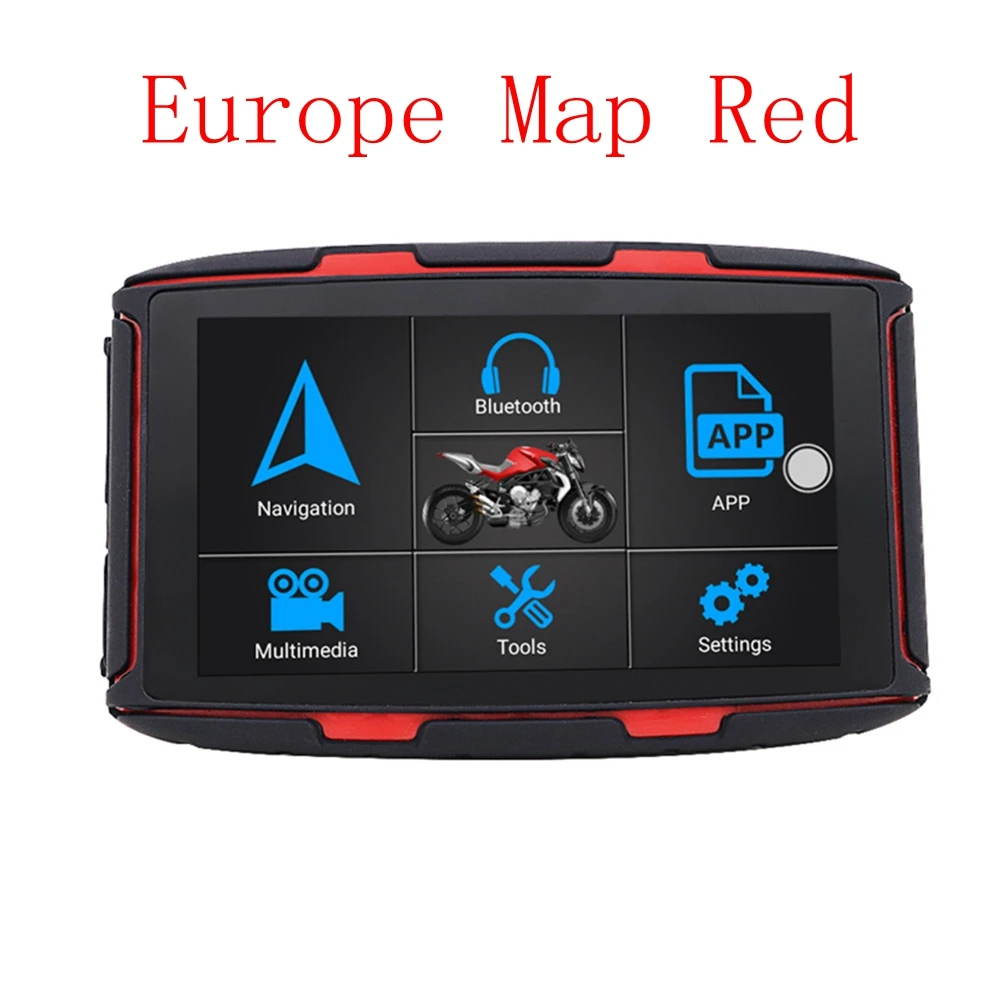 5 дюймов Android 6,0 16G ips водонепроницаемый мотоцикл gps навигация AdjustableTouch FM bluetooth многострановая карта ram 1G 360Rotable - Цвет: E Red