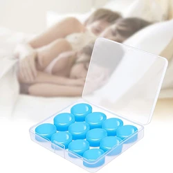 12Pcs Silicone Protective Ear Plug Soft Waterproof Anti-noise Blue Earplugs Earbud Protector For Showering Water Sports Sleeping