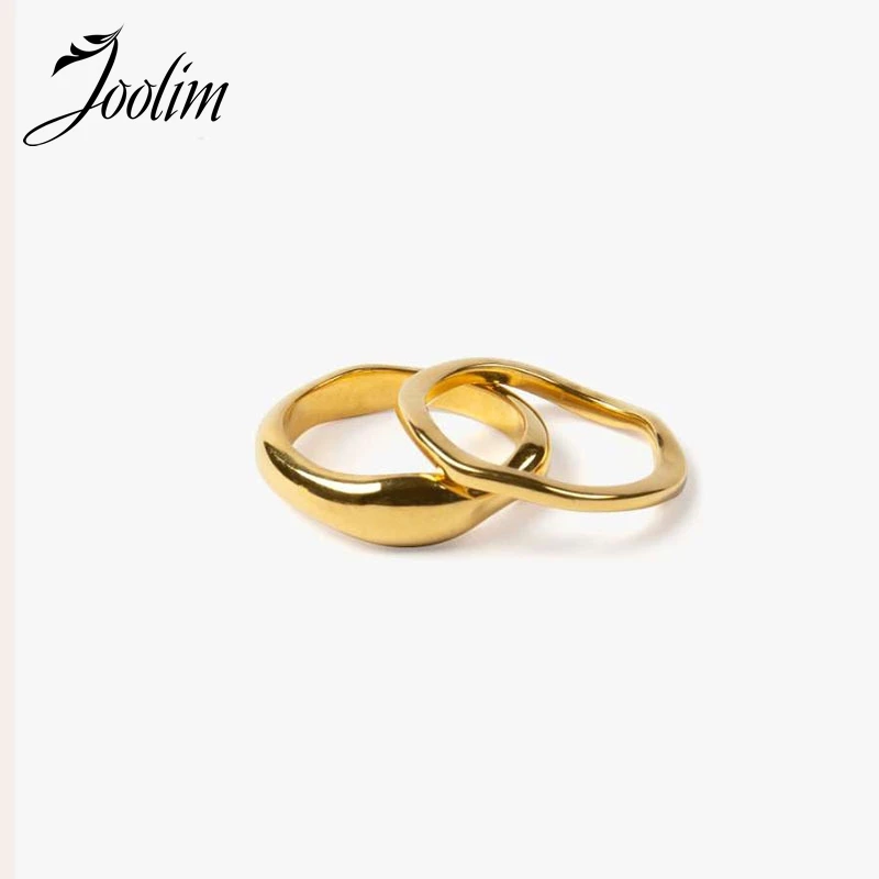 Joolim Jewelry High End PVD No Fade&Waterproof Fashion Minimalist Wave Shaped Stainless Steel Ring for Women stainless steel ring finger ring