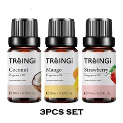 10ml Fruit Fragrance Essential Oils Set Mango Strawberry Cherry Watermelon Lime Coconut Flavoring Oil for Candle Soap Making