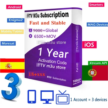 

Stable IP TV 12months 2 devices 3 devices HD IP TV Support Android M3U Smart IPTV Smarters Pro Android TV Box no channels