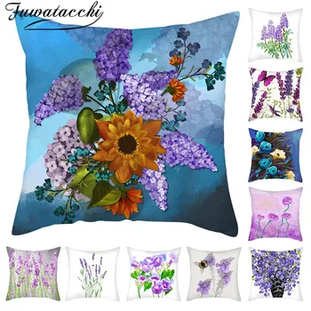 

Fuwatacchi Purple Flower Cushion Cover Lavender Throw Pillowcase for Sofa Car Chair Living Room Decorative Pillow Cover 45x45cm