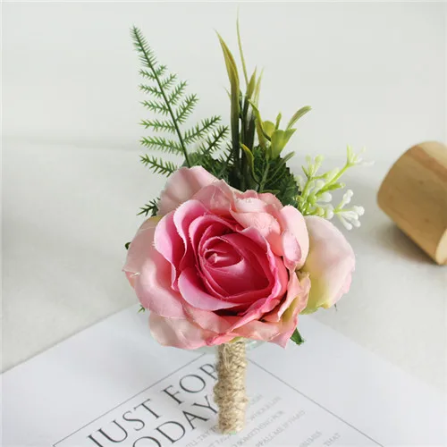 boutonniere-i Meldel Шелковый бутоньерка Роза свадебный цветок корсаж и бутоньерка браслет для невесты на запястье корсаж цветок бутоньерка для жениха - Цвет: boutonniere-i