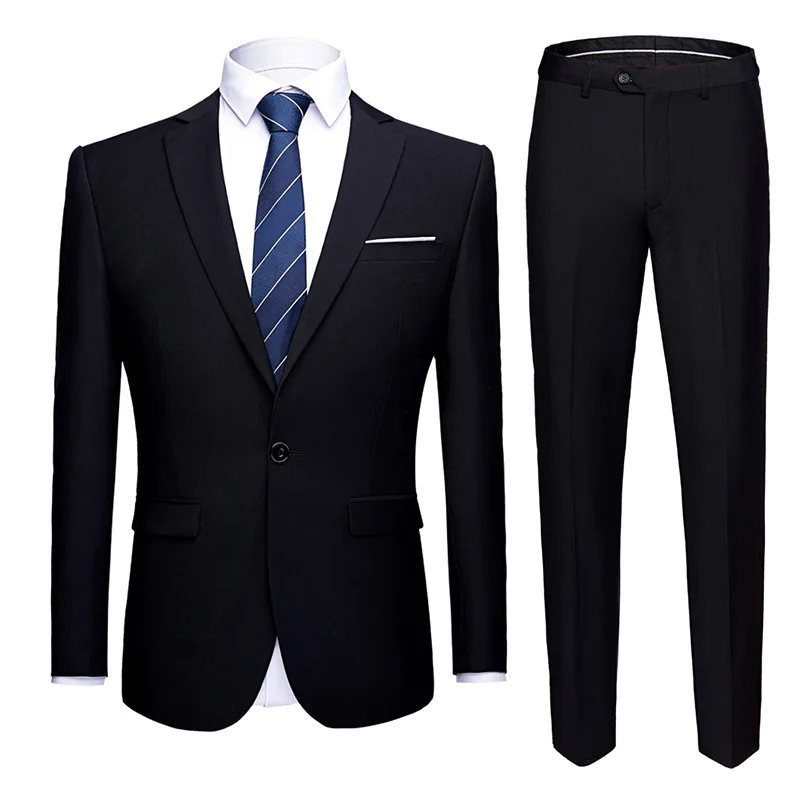 Shenrun мужские костюмы бизнес 3 шт. брюки с жилеткой обтягивающий официальный Повседневный Модный свадебный костюм для выпускного вечера сплошной цвет - Цвет: Black 903