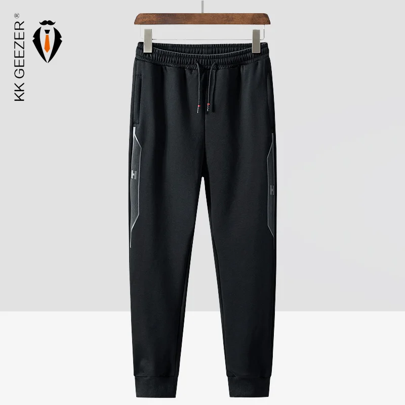 Брюки мужские черные 6XL 7XL 8XL 68% хлопок однотонные размера плюс хип-хоп уличные