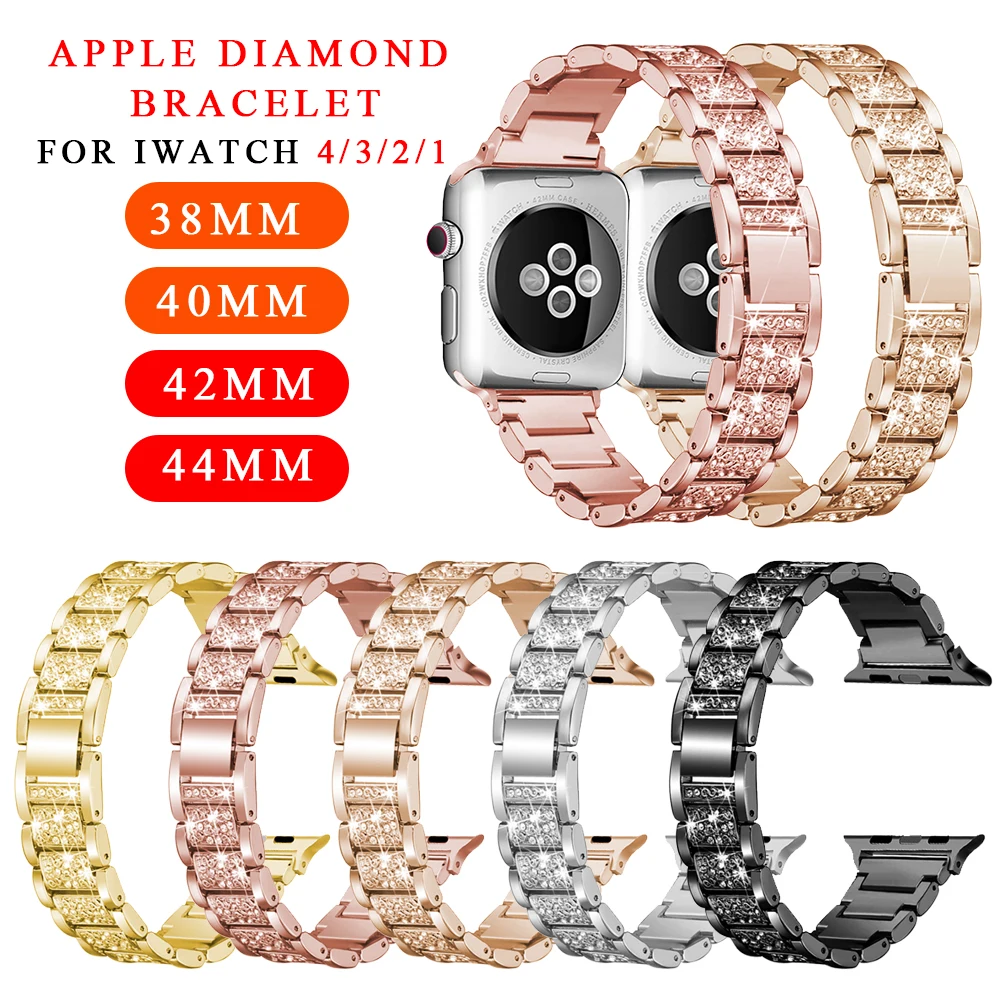 

Metal Strap Diamond Stainless Steel Bracelet for Apple Watch 38mm 40mm 42mm 44mm iwatch Series 5 4 3 2 1
