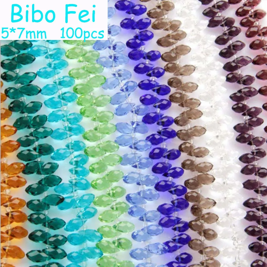

Free shipping 90 color 5*7mm 100PCS Glass Czech Teardrop crystal beads,Waterdrop Crystal beads, bracelet necklace Jewelry Making