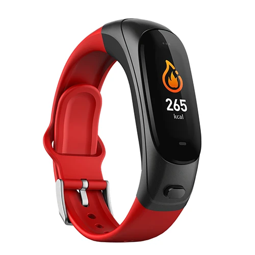 red Bluetooth Смарт-браслет с гарнитурой пульсометр Монитор артериального давления фитнес-трекер 2 в 1 телефонный звонок музыкальный спортивный браслет на запястье - Цвет: red