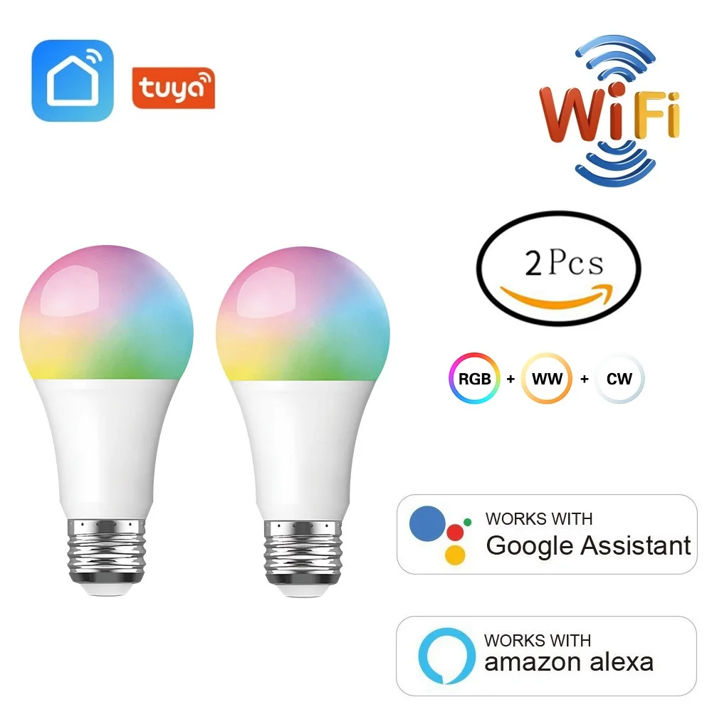 Умная лампа E27 светодиодная 2 шт./лот Wi-Fi RGB + W C 9 Вт | Электроника