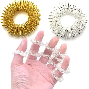 

2Pc Anti Stress Finger Massage Ring Acupuncture Ring Steel Health Care Hand Body Massager Stress Relief Help Sleep