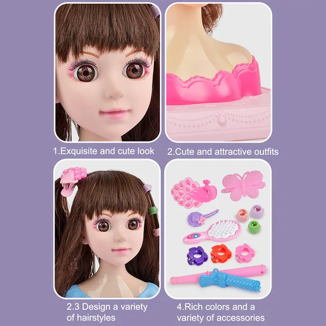 Novelty Girls Doll Head Playset Hair Styling Doll Head With Accessories  Hairstyle Beauty Game Kids Fashion Toy For Girls Gift - AliExpress